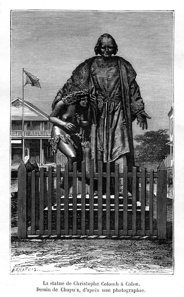 Kristoffer Kolumbuksen patsas, Colón, Panama, 1800-luku tekijältä Chapuis