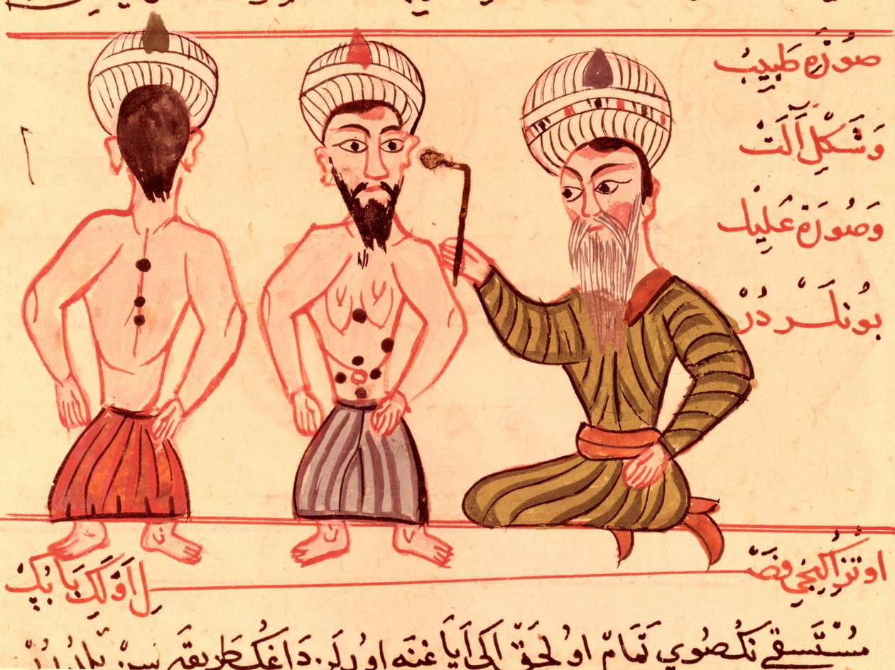 Ms Sup Turc 693 fol.35 Polttoleikkaus, 1466 tekijältä Charaf ed Din