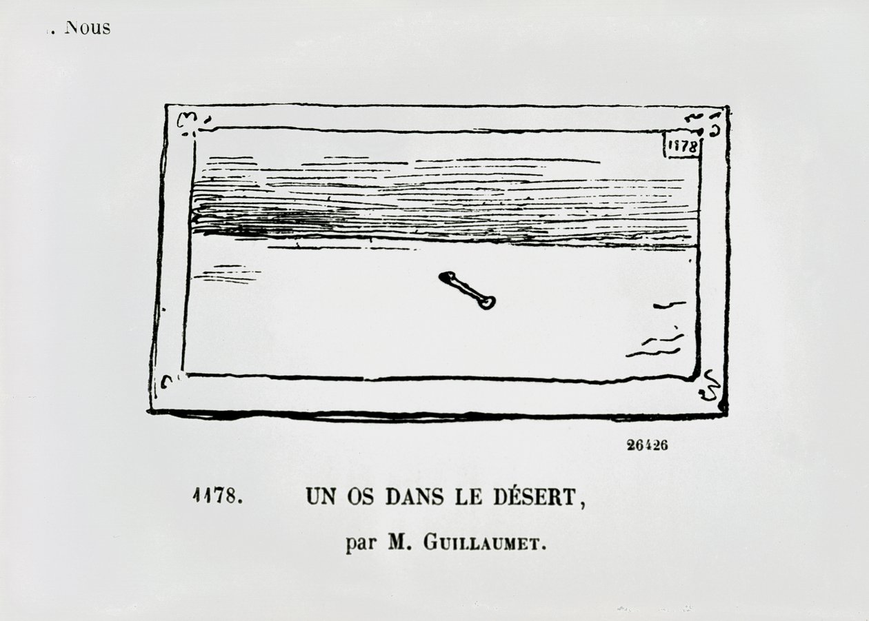 A Bone in the Desert, karikatyyri Gustave Guillaumetin maalauksesta Aavikko Le Journal Amusantista nro 649, 6. kesäkuuta 1868 tekijältä Charles Albert d Arnoux Bertall