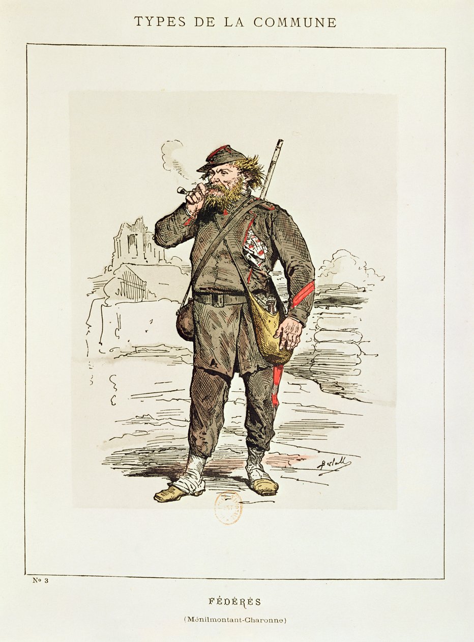 Pariisin kommuunin hahmot - Federe Menilmontant-Charonnesta, 1871 tekijältä Charles Albert d Arnoux Bertall