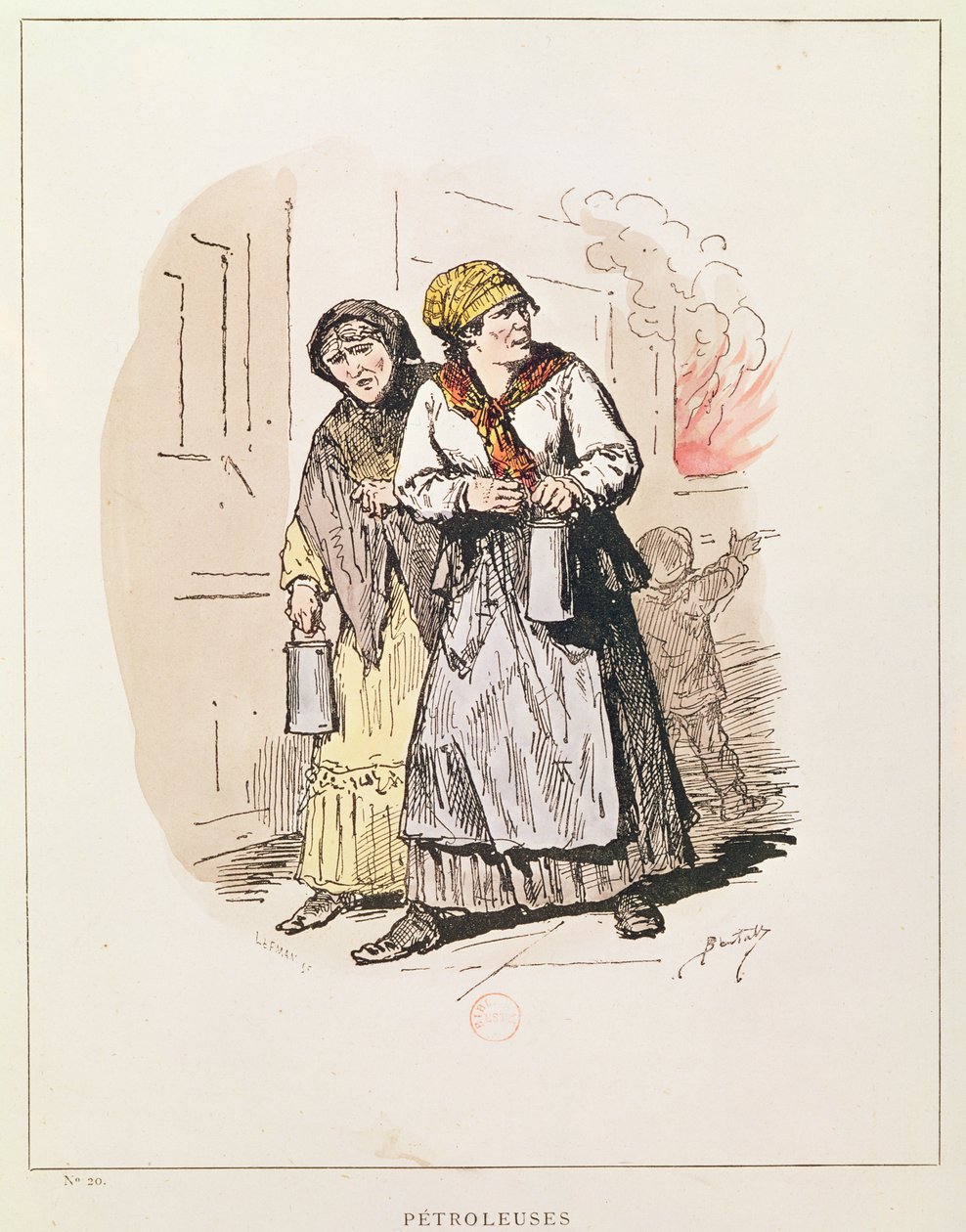 Kommuunin kaksi petroleusta, 1871 (värikaiverrus) tekijältä Charles Albert d Arnoux Bertall