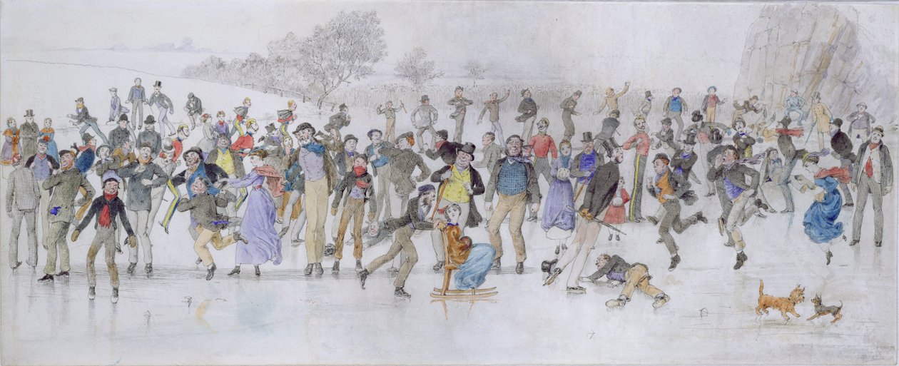Luistelukohtaus (kynä ja muste ja wc paperilla) tekijältä Charles Altamont Doyle