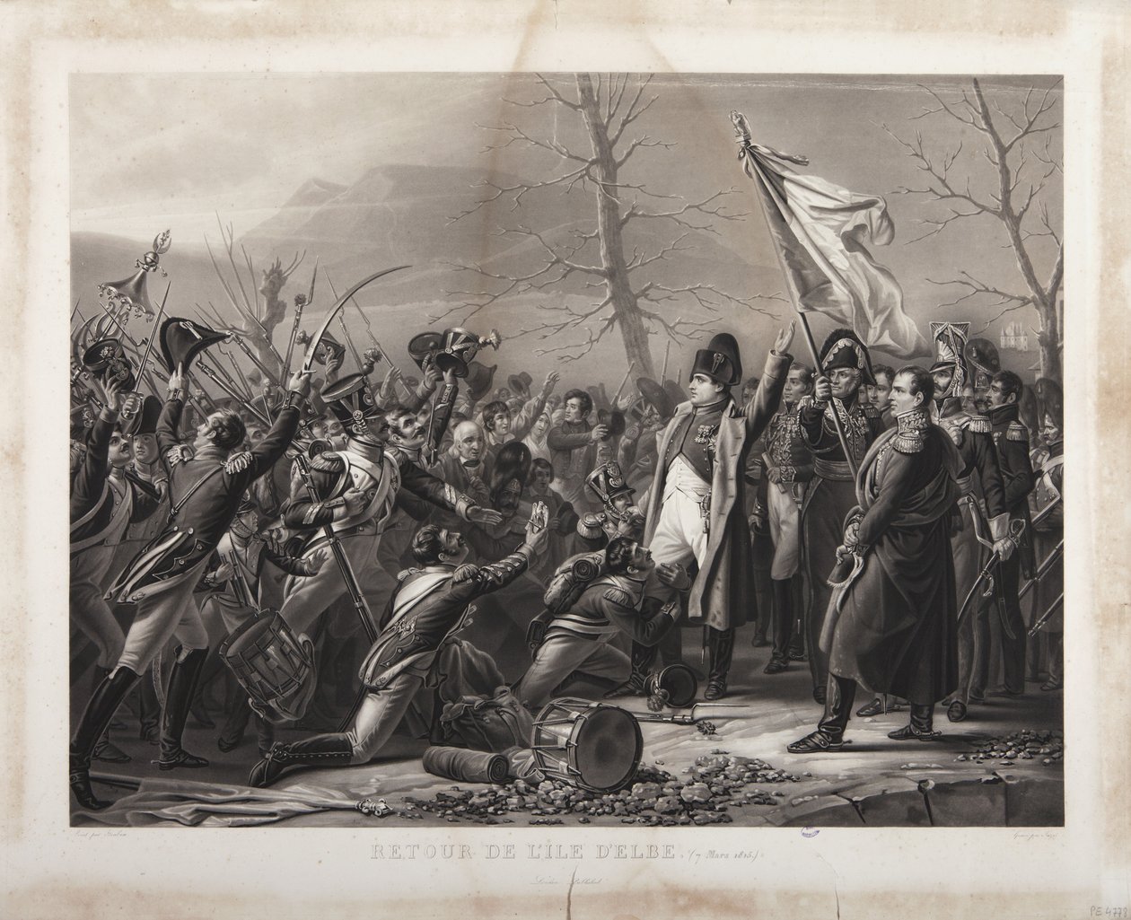 Paluu Elban saarelta, 7. maaliskuuta 1815, kaivertanut Jeuzet tekijältä Carl von Steuben