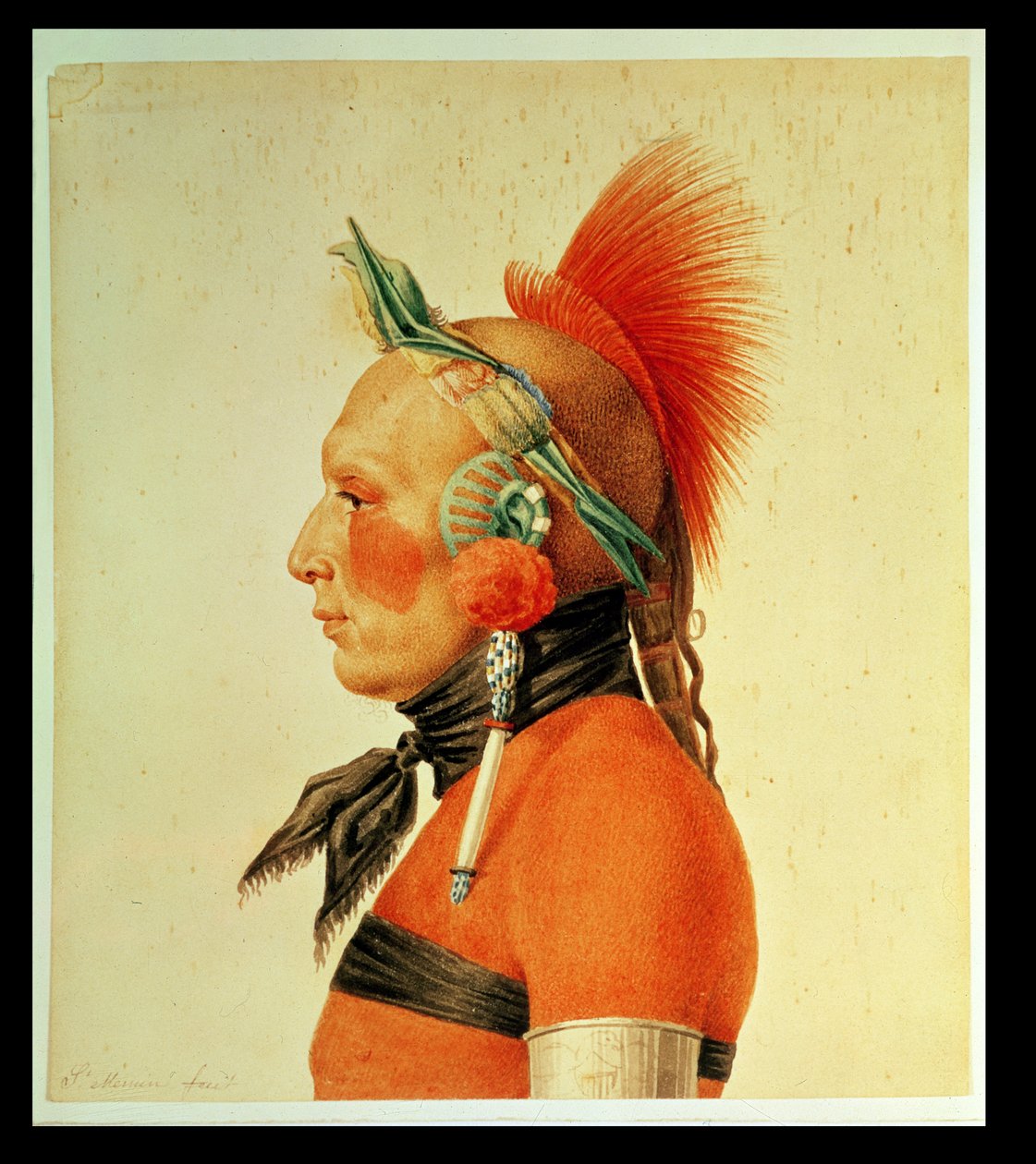 Osage-soturi, 1804 tekijältä Charles Balthazar Julien Févret de Saint Mémin