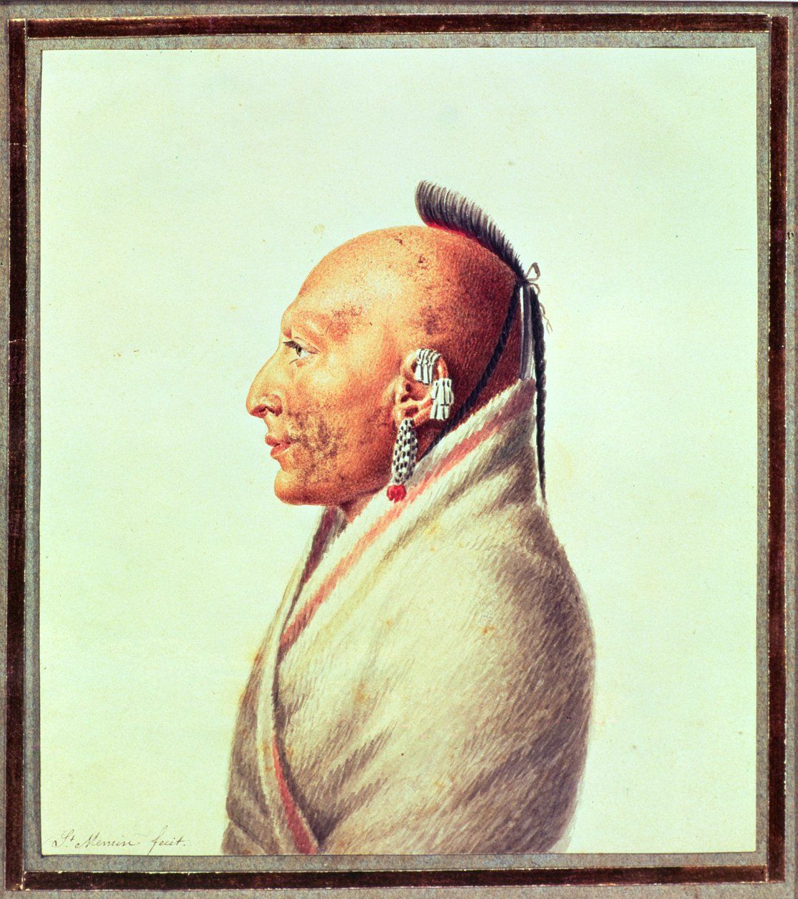 Intiaanien Pikku Osages -päällikkö, n. 1807 tekijältä Charles Balthazar Julien Févret de Saint Mémin