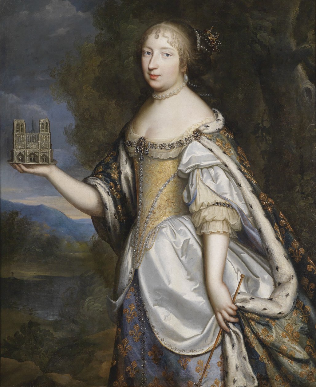 Muotokuva kuningatar Maria Theresasta Ranskasta Notre-Dame de Parisin katedraalin suojelijana tekijältä Charles Beaubrun