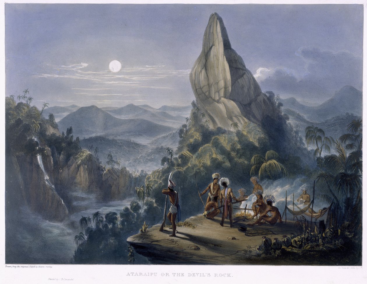 Ataraipu eli Paholaisen kallio, teoksesta "Views in the Interior of Guiana", kaiverrettu Coke Smith, julkaissut Ackermann, 1840. tekijältä Charles Bentley