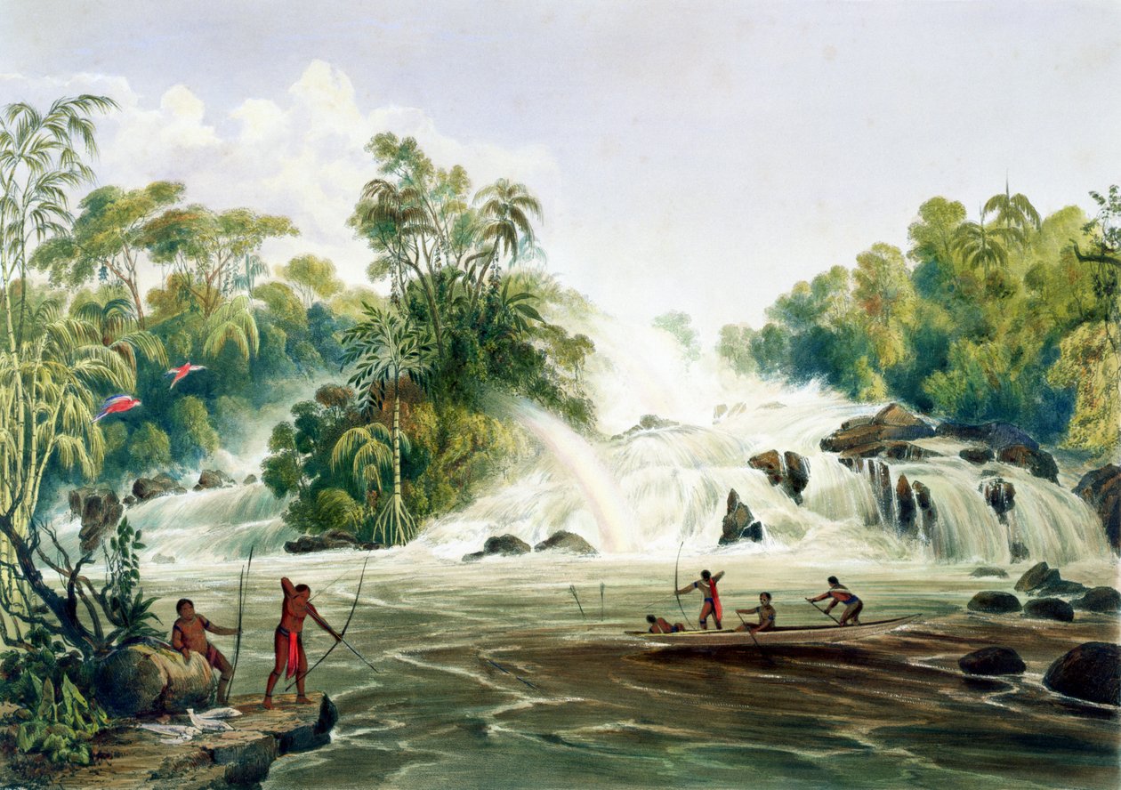 Kundanama-joen ja Paramujoen risteys, kuvasta "Views in the Interior of Guiana", kaiverrettu George Barnardin (1832-90) julkaisemassa Ackermannin teoksessa 1840. tekijältä Charles Bentley