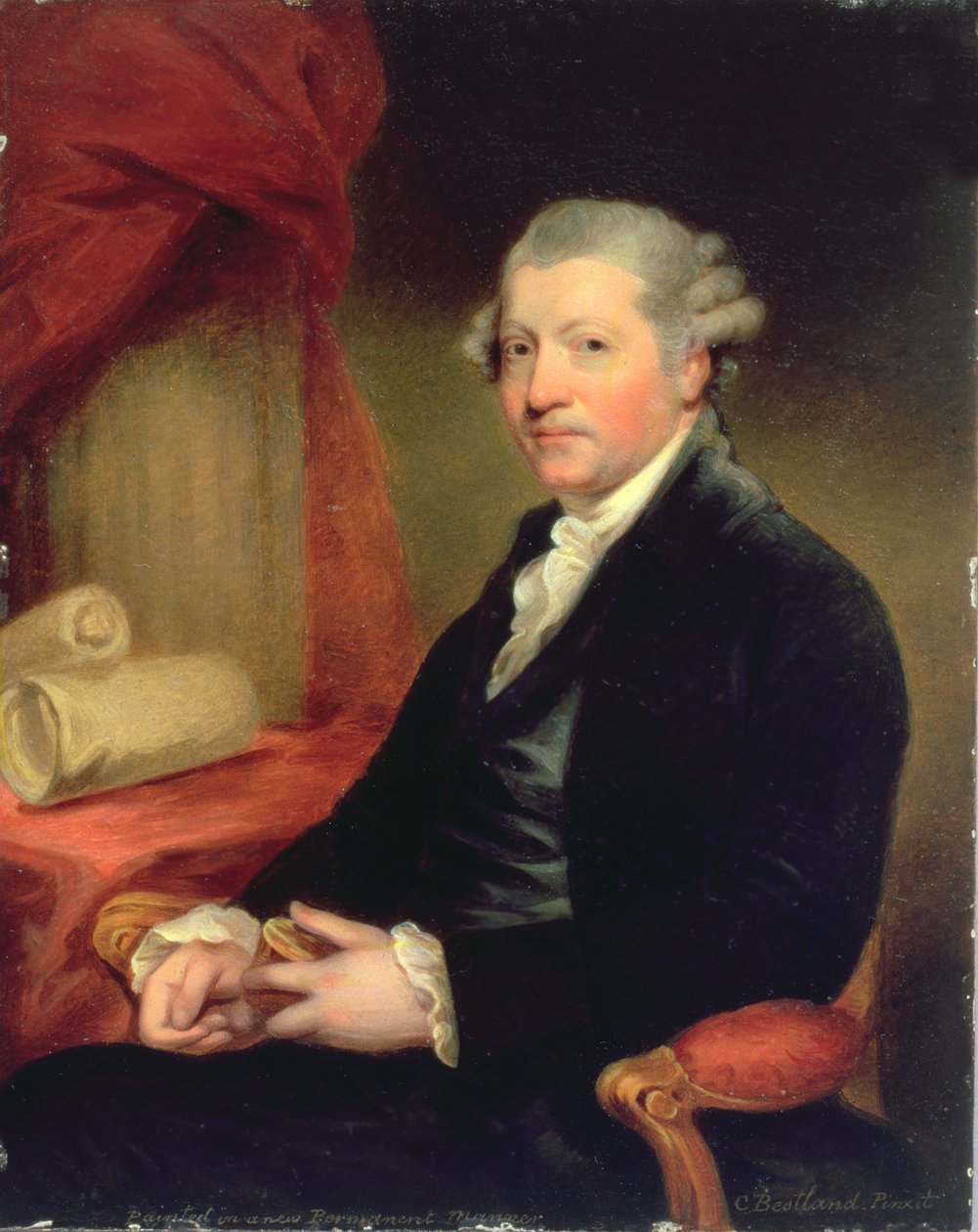 Joshua Reynoldsin muotokuva, 1700-luku (öljy kuparille). tekijältä Charles Bestland
