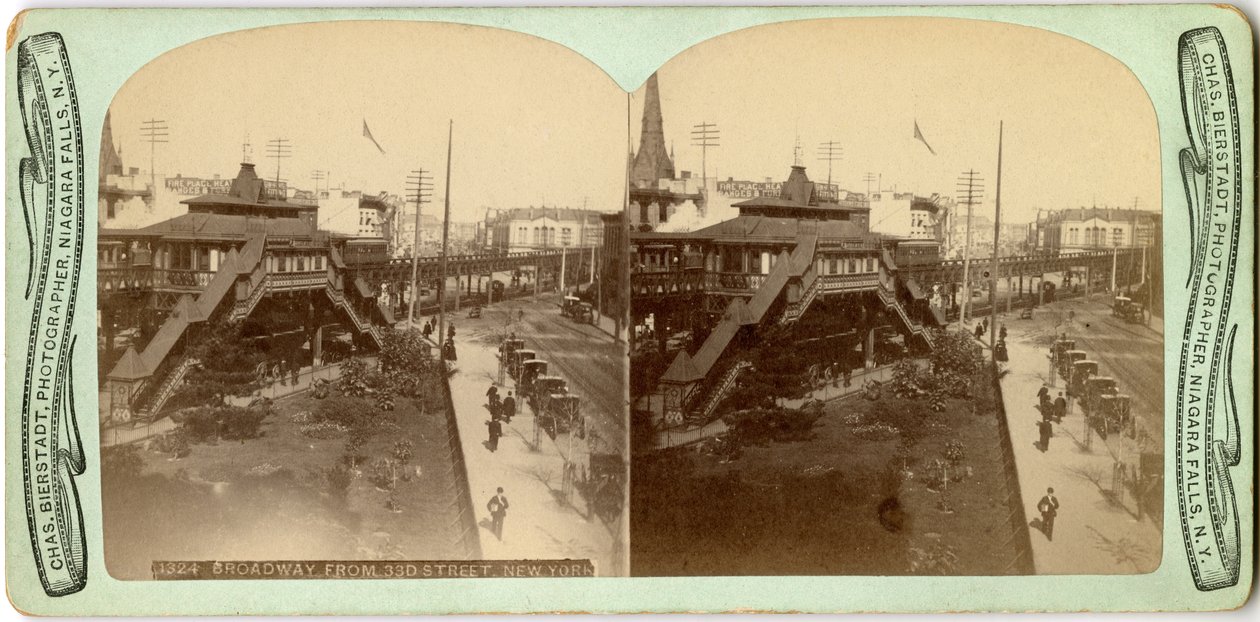 Broadway 33rd Streetiltä, n. 1860-1880 (stereografikuva) tekijältä Charles Bierstadt