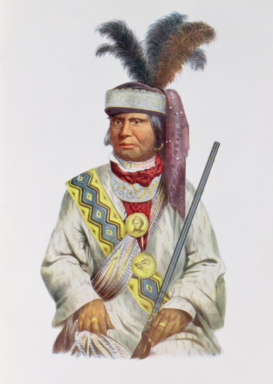 Halpatter-Micco tai Billy Bowlegs, seminole Chief, noin 1825, kuvitus teoksesta "The Indian Tribes of North America, Vol.2", kirjoittaneet Thomas L. McKenney ja James Hall, julkaissut John Grant. tekijältä Charles Bird King