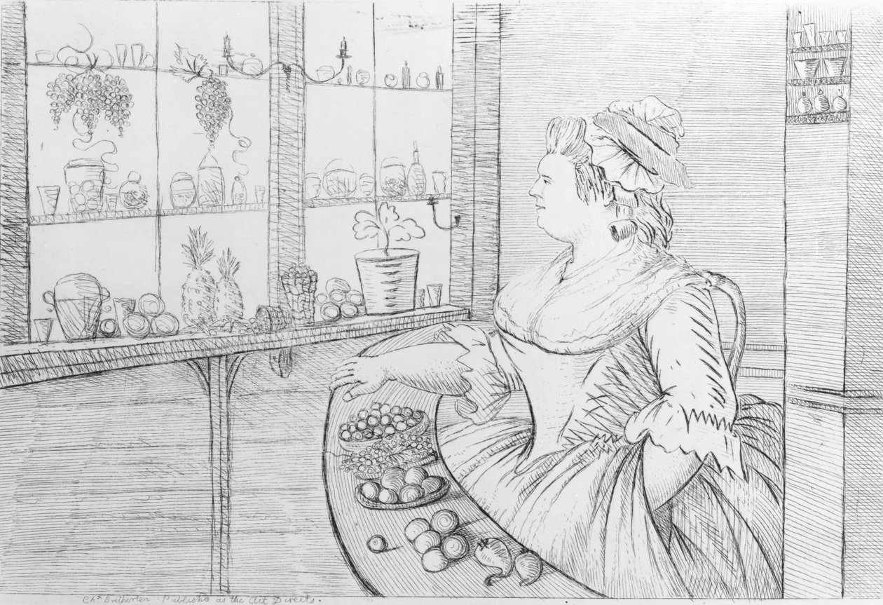 Rouva Weltje Shopissaan Pall Mallissa, 1783 tekijältä Charles Bretherton