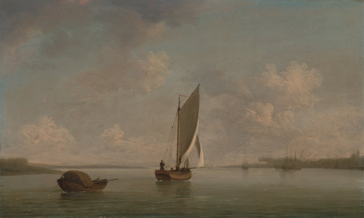 Smack purjeen alla kevyessä tuulessa joessa tekijältä Charles Brooking
