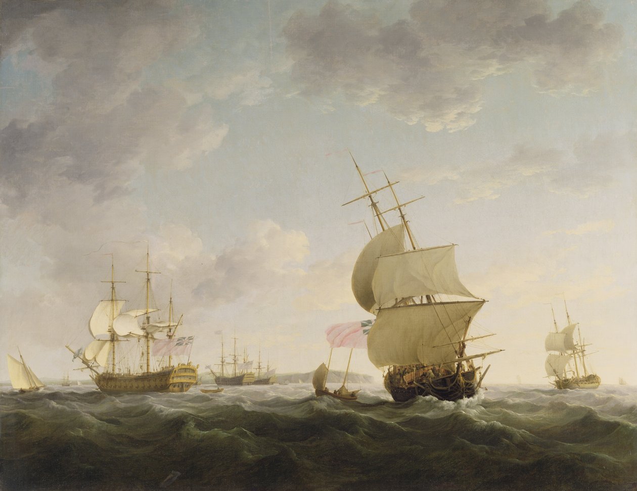 Toimitus Englannin kanaalissa, n. 1755 tekijältä Charles Brooking