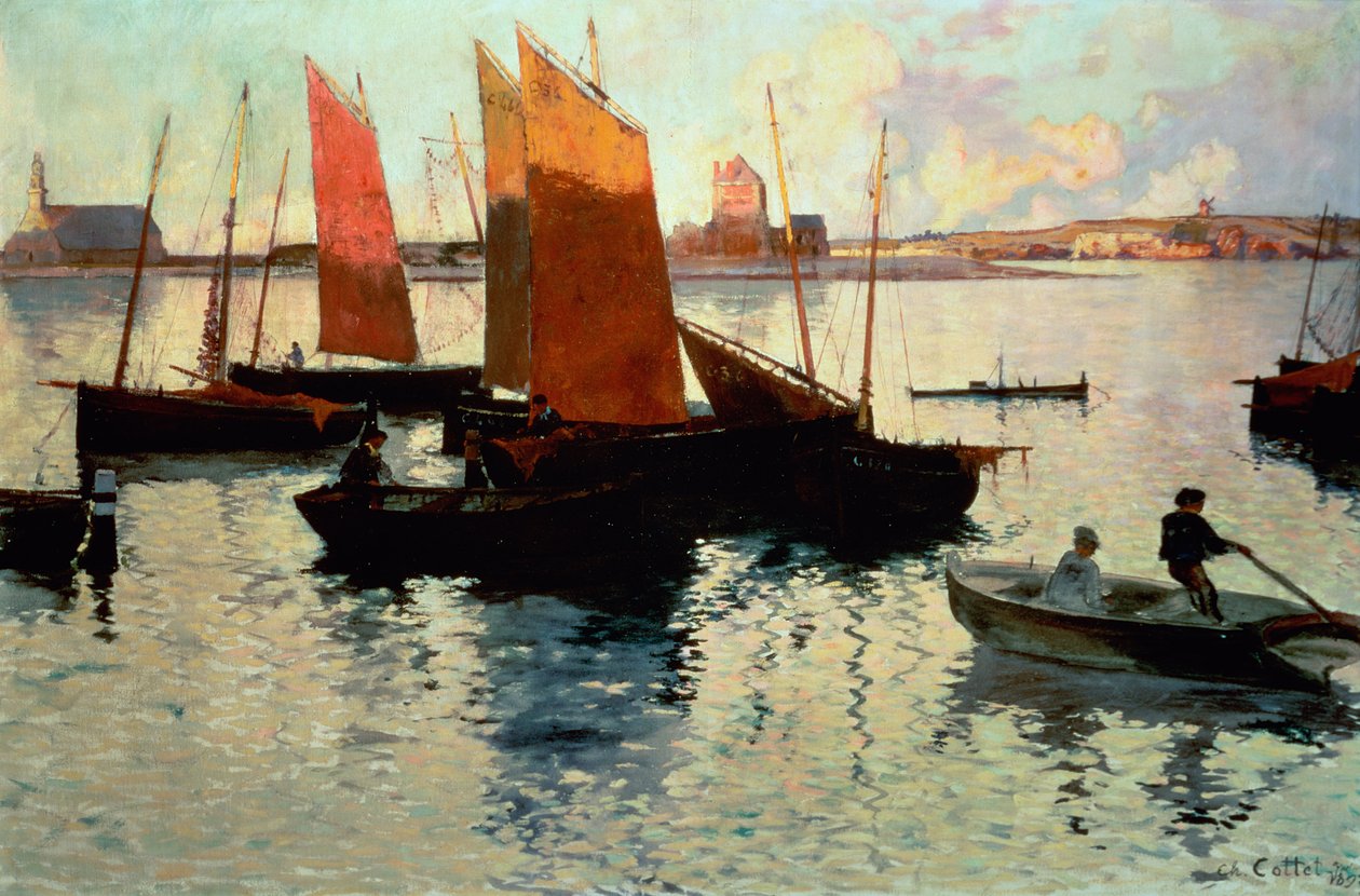 Iltavalo Camaretin satamassa, 1892 tekijältä Charles Cottet