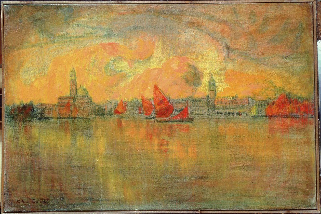Näkymä Venetsiaan mereltä, 1896 tekijältä Charles Cottet