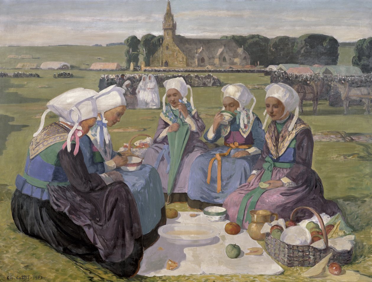 Plougastelin naiset Notre-Dame de la Paludin armahduksessa, 1903 tekijältä Charles Cottet
