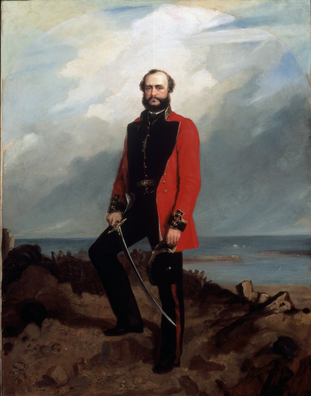 Kenraalimajuri Charles Ashe Windham (1810-70) Coldstream Guards, seisomassa Redanin edessä, Sebastopol, 1855 tekijältä Charles Couzens