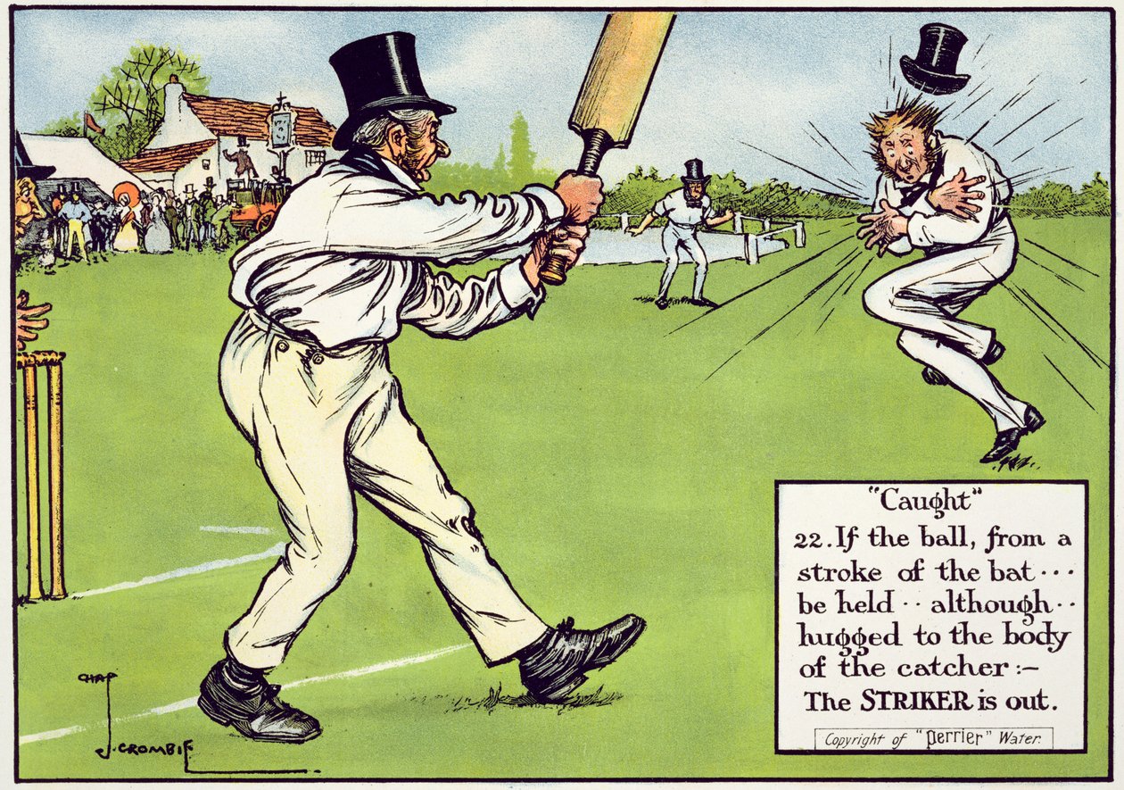Caught (22), vuonna 1910 julkaistusta Laws of Cricketistä tekijältä Charles Crombie