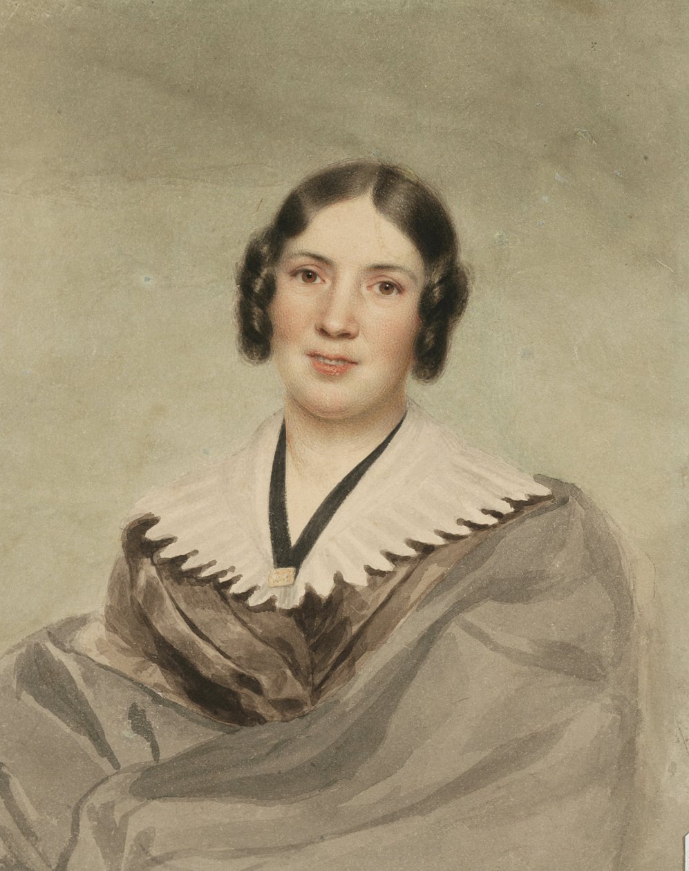 Rouva Thomas Ingham, 1837 (wc, jossa grafiitti kermakudotulla paperilla) tekijältä Charles Cromwell Ingham