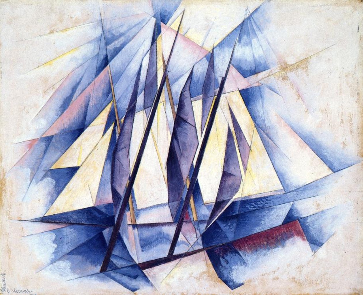 Purjeveneet, 1919 (tempera paneelissa) tekijältä Charles Demuth