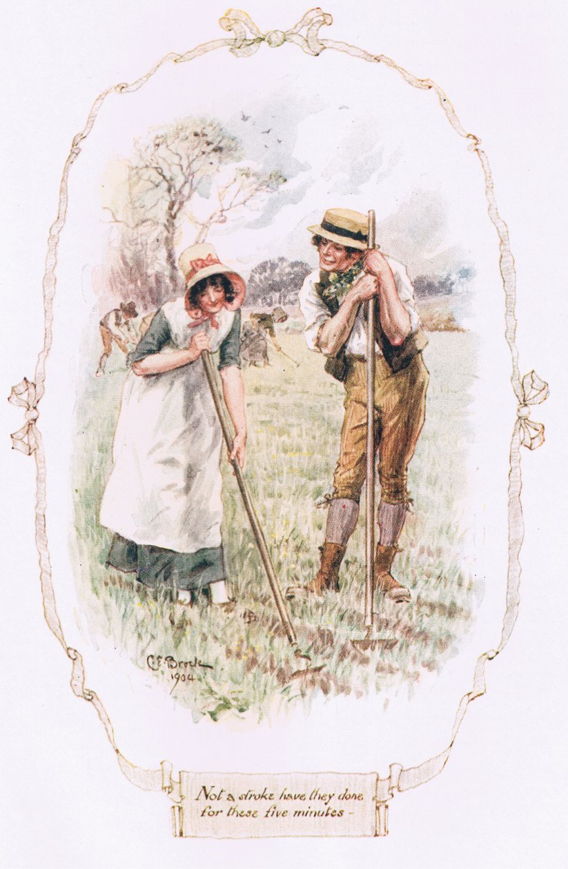 "He eivät ole tehneet aivohalvausta näiden viiden minuutin aikana", Mary Russell Mitfordin "Our Village" -kappaleesta tekijältä Charles Edmund Brock