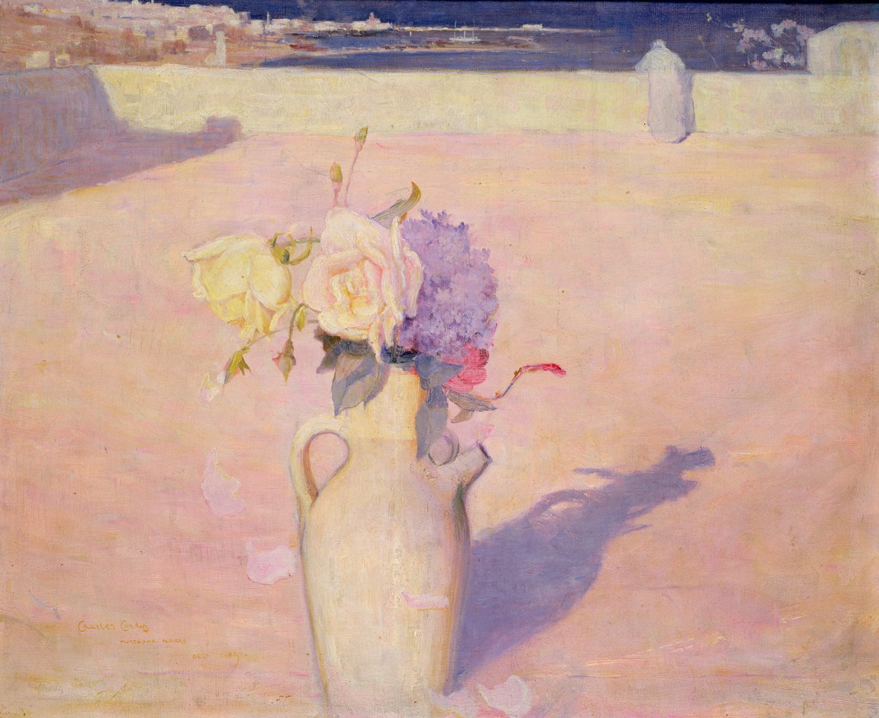 Kukkia maljakossa taustalla Mustapha, Alger, 1891 tekijältä Charles Edward Conder