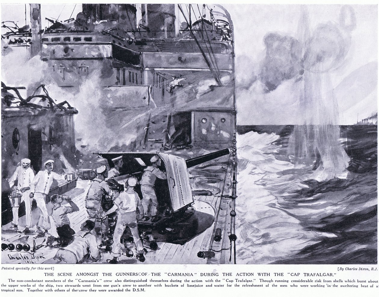 Kohtaus Carmanian ampujien keskuudessa Cap Trafalgarin toiminnan aikana tekijältä Charles Edward Dixon