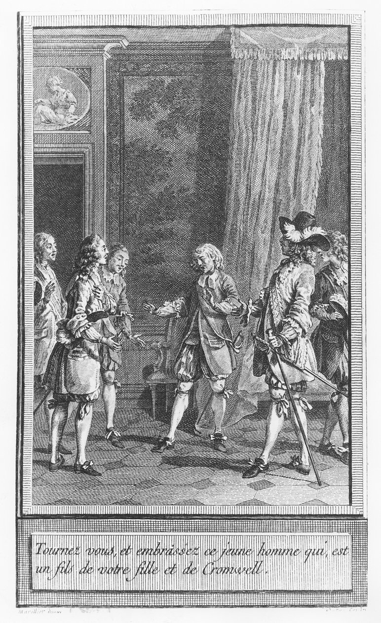 Kuvitus Abbé Prévostin teoksesta "The Life and Adventures of Mr. Cleveland, Natural Son of Oliver Cromwell" (Oliver Cromwellin luonnollisen pojan Clevelandin elämä ja seikkailut). tekijältä Charles Emmanuel Patas