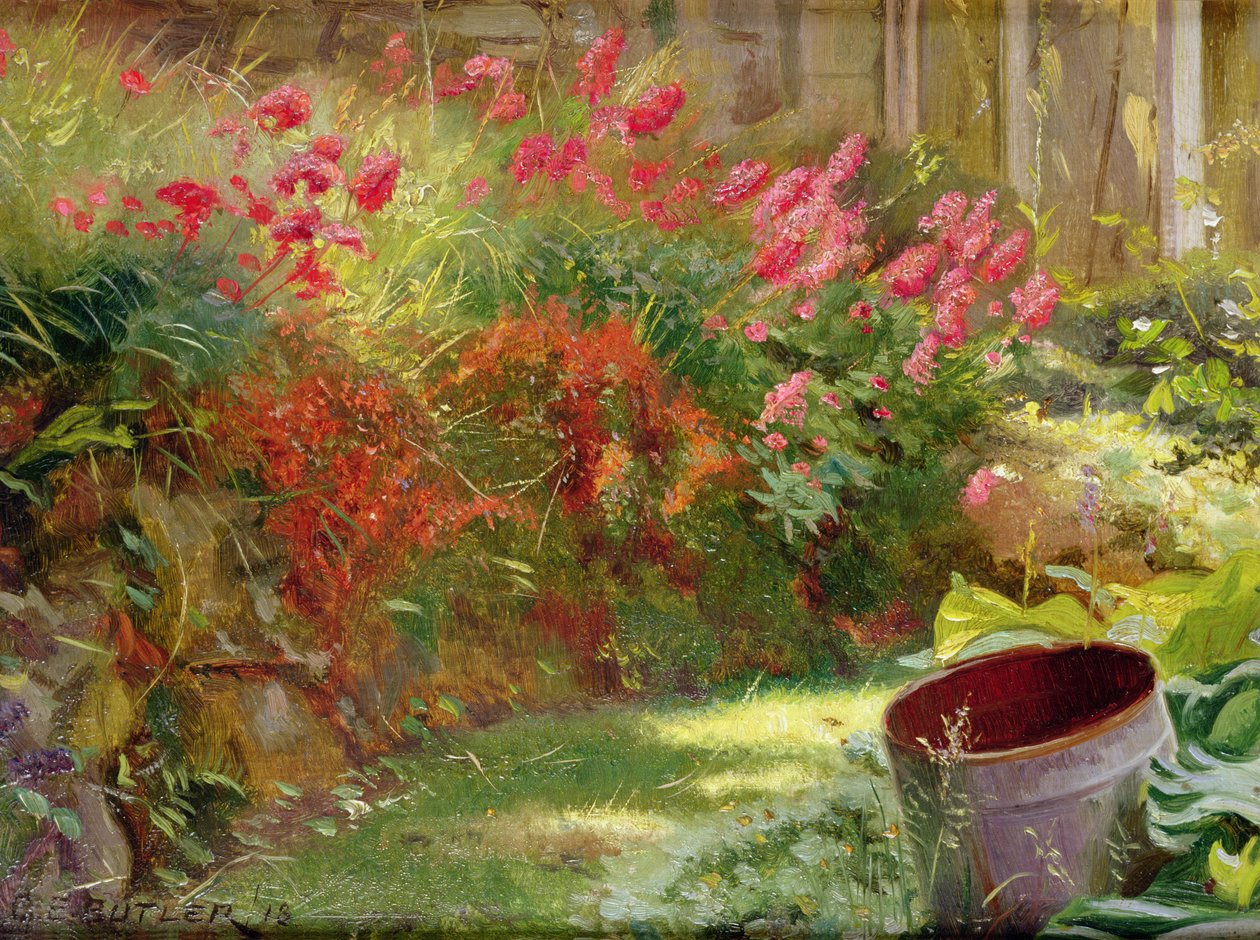 Auringonpaistettu puutarha, 1918 tekijältä Charles Ernest Butler