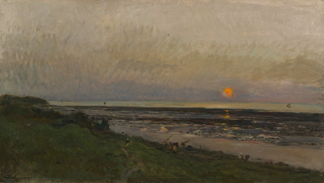 Auringonlasku Villervillessä tekijältä Charles Francois Daubigny