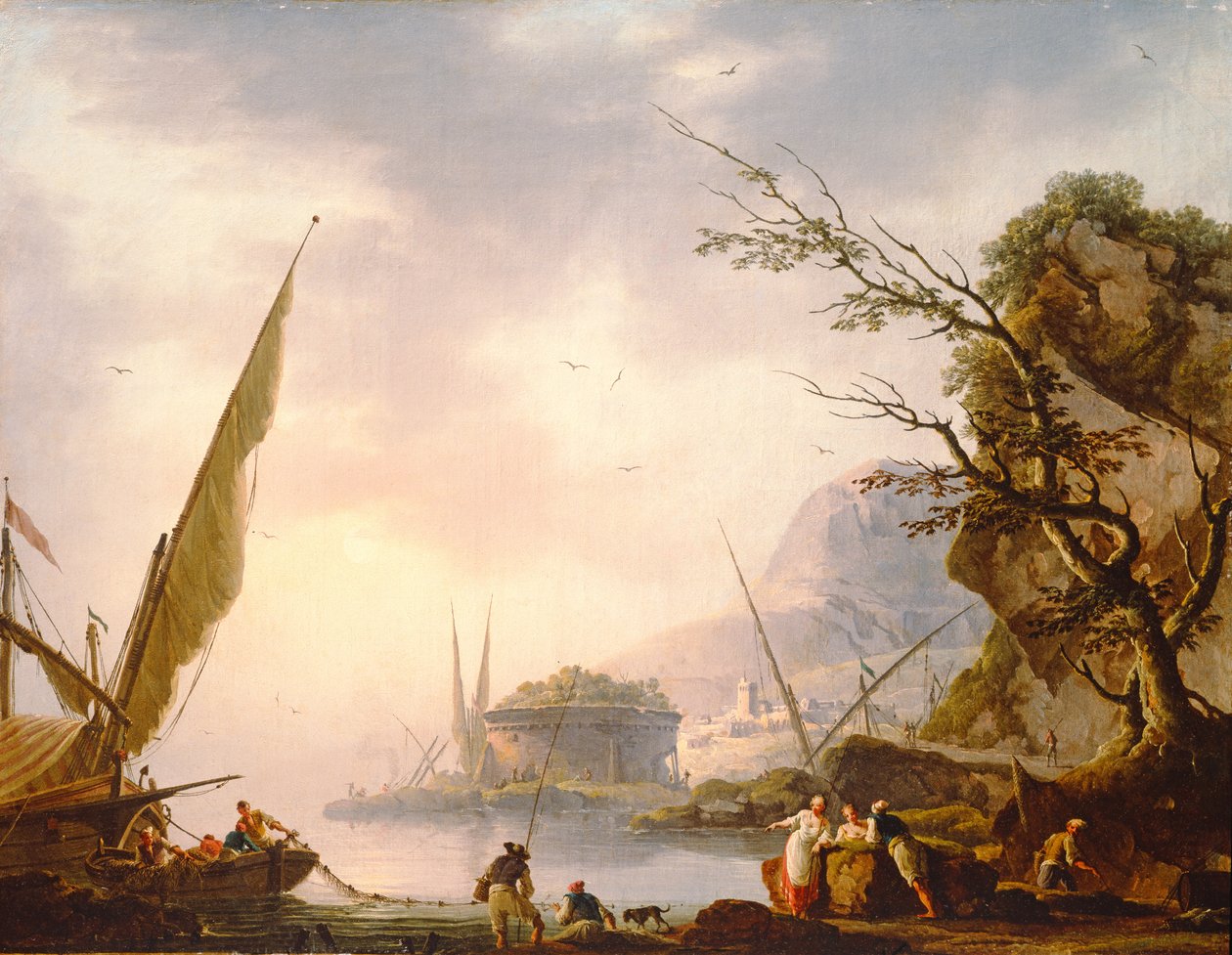Etelärannikkomaisema, 1753 tekijältä Charles Francois Lacroix de Marseille