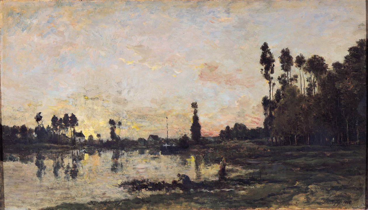 Sunset on the Oise, 1865 tekijältä Charles Francois Daubigny