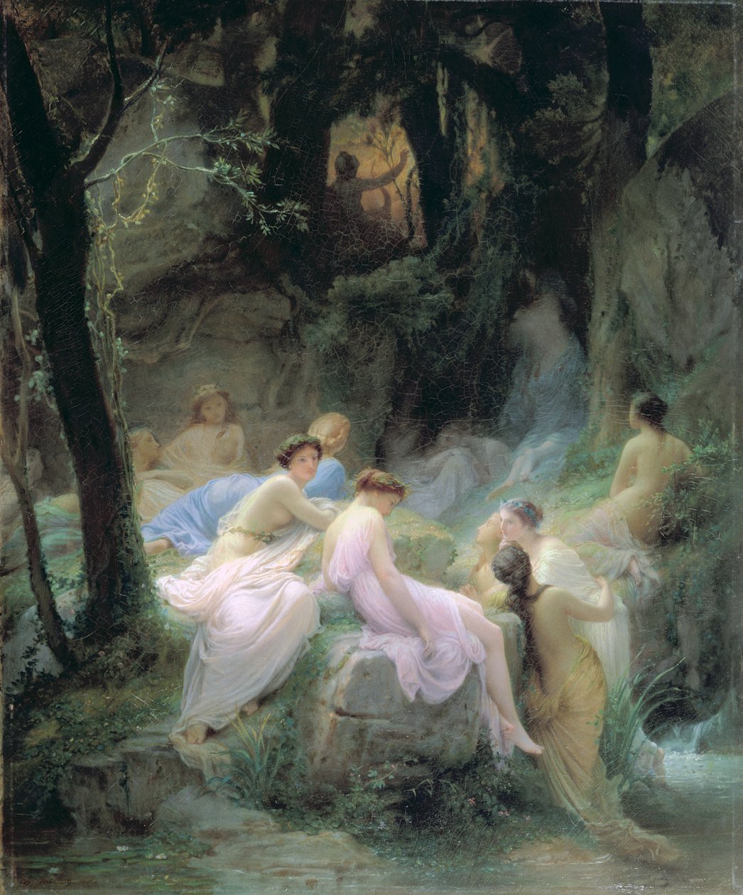 Nymfit kuuntelemassa Orpheuksen lauluja, 1853 tekijältä Charles François Jalabert