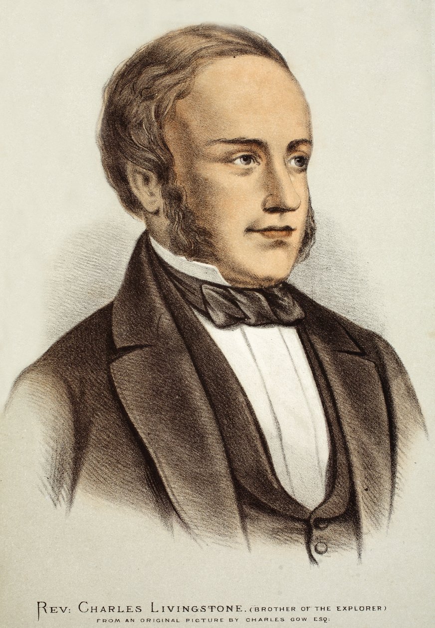 Pastori Charles Livingstone, kuvitus J. Ewing Richien David Livingstonen elämän ja löytöjen kuvapainoksesta, pub. kirjoittanut A. Fullarton & Co., 1876 tekijältä Charles Gow