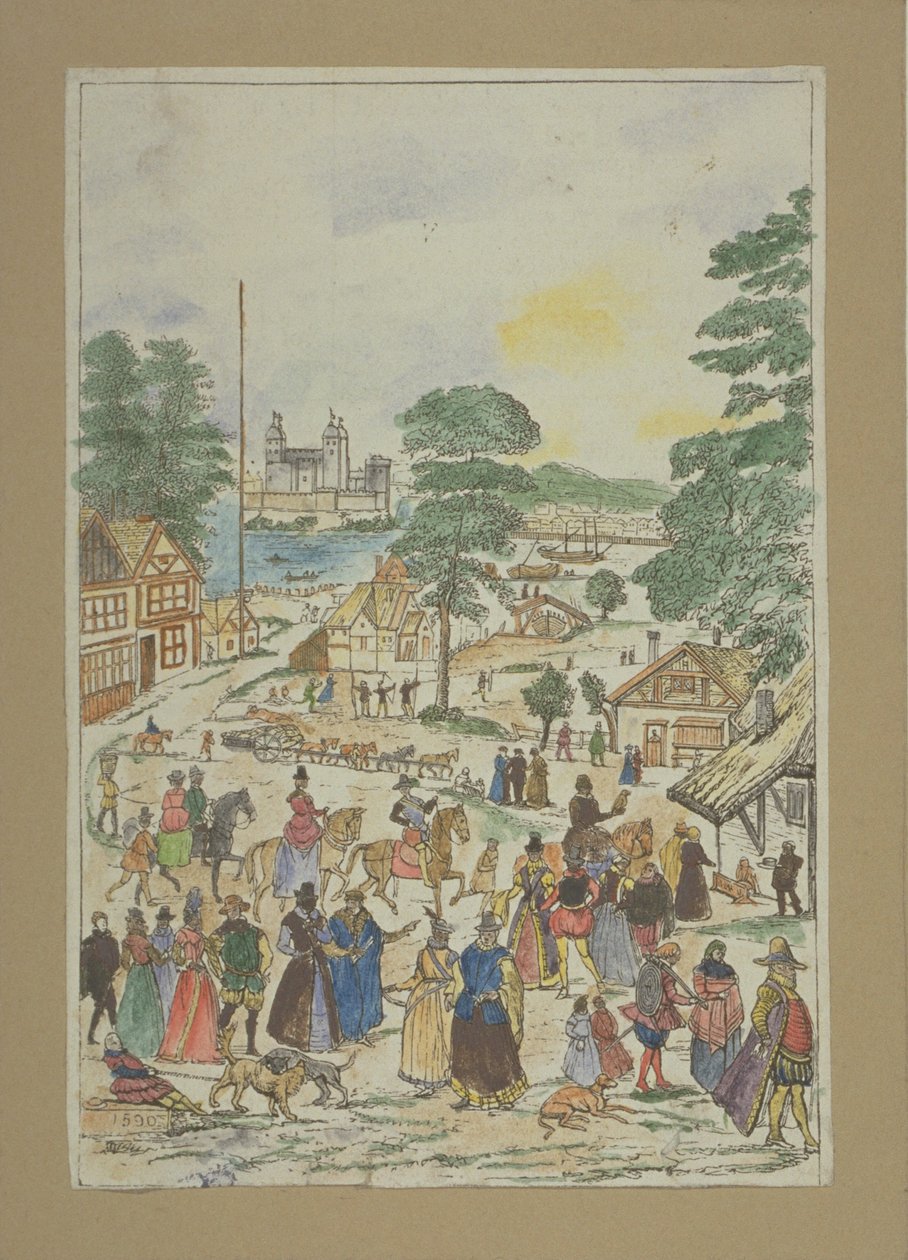 Näkymä juhlasta Fair Streetillä, Southwarkissa, n. 1850 tekijältä Charles Grignion