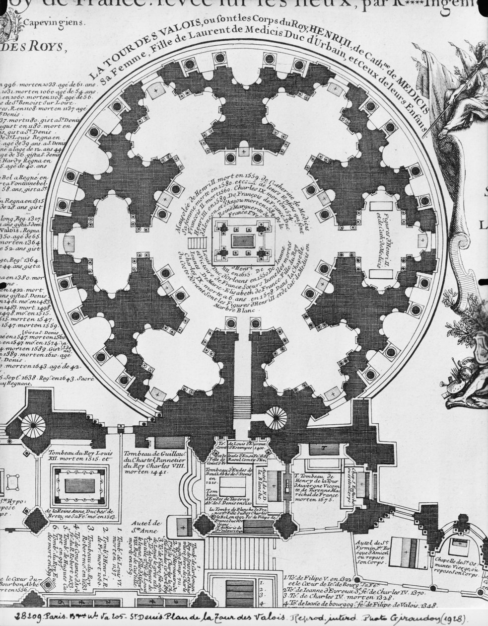 Basilica Saint-Denis, Valois-tornin suunnitelma, 1705 (katso myös 242815) tekijältä Charles Inselin