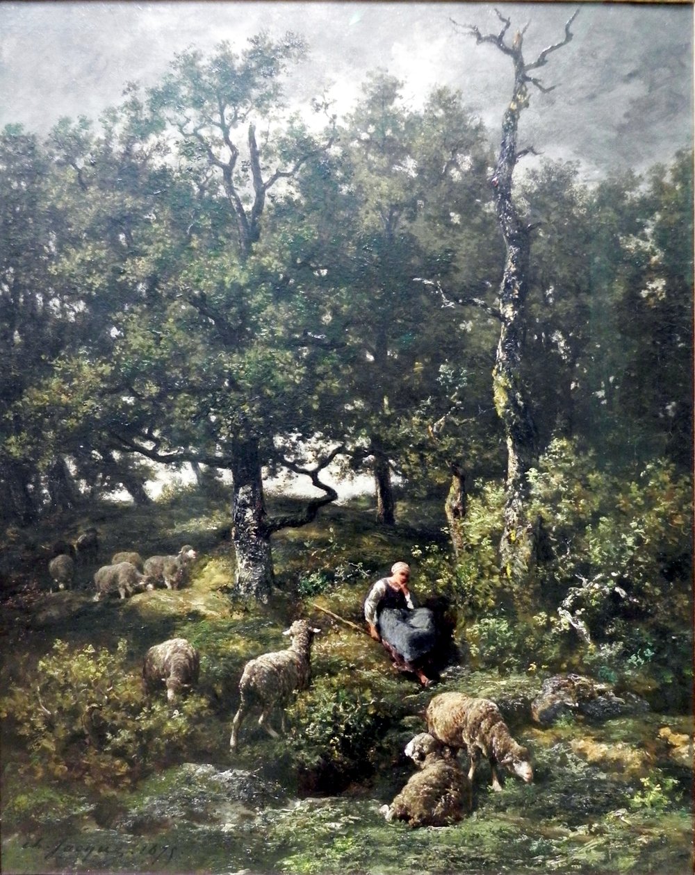 Schäferin mit Herde tekijältä Charles Jacque