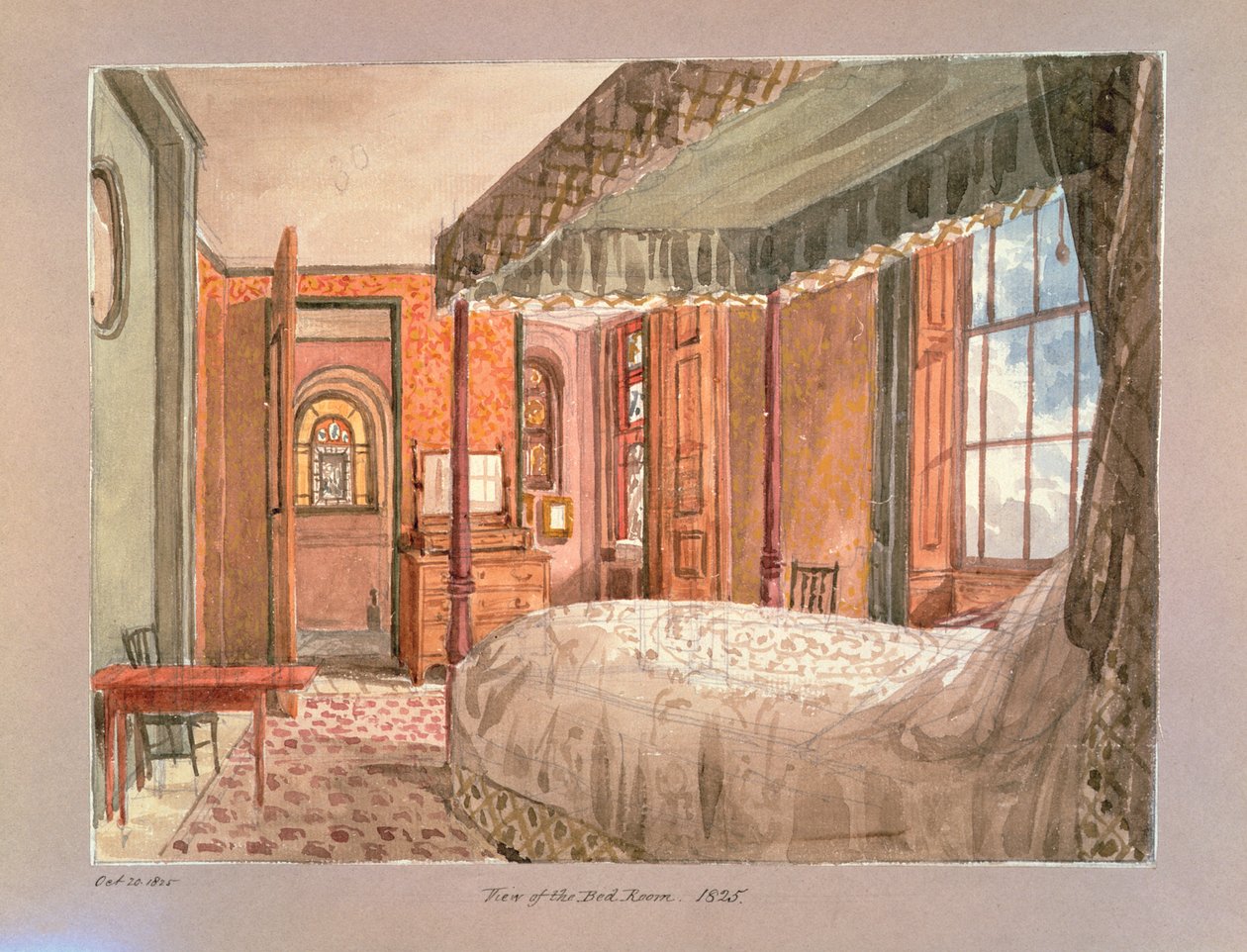 Näkymä makuuhuoneeseen, 1825 tekijältä Charles James Richardson