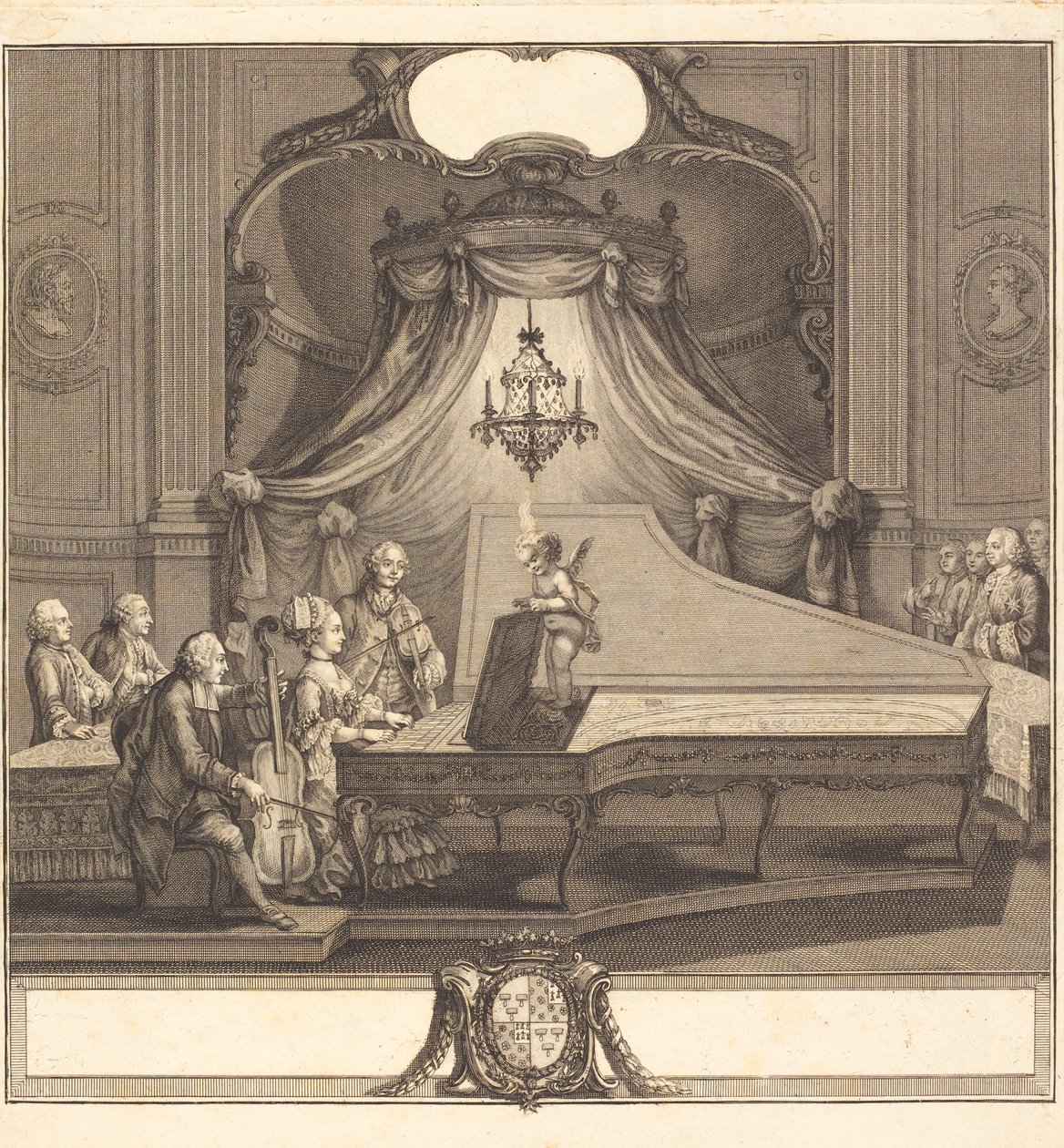 Le concert mecanique, kaiverrus Joseph de Longueil, 1769 (etsaus ja kaiverrus) tekijältä Charles Joseph Dominique Eisen