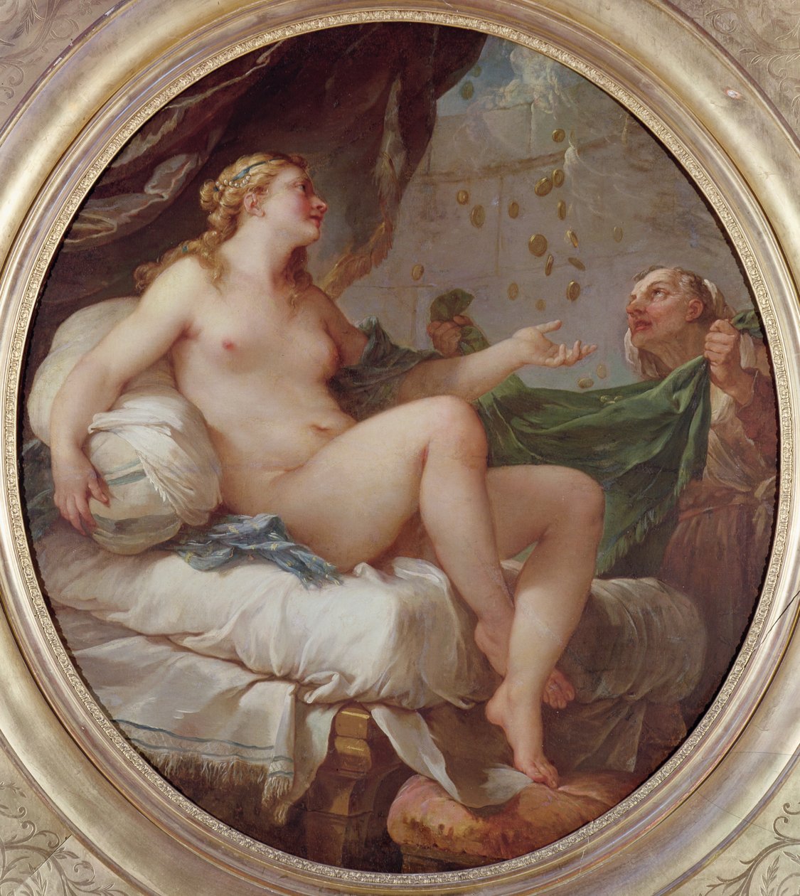 Danae vastaanottamassa kultasuihkua, n. 1735 tekijältä Charles Joseph Natoire