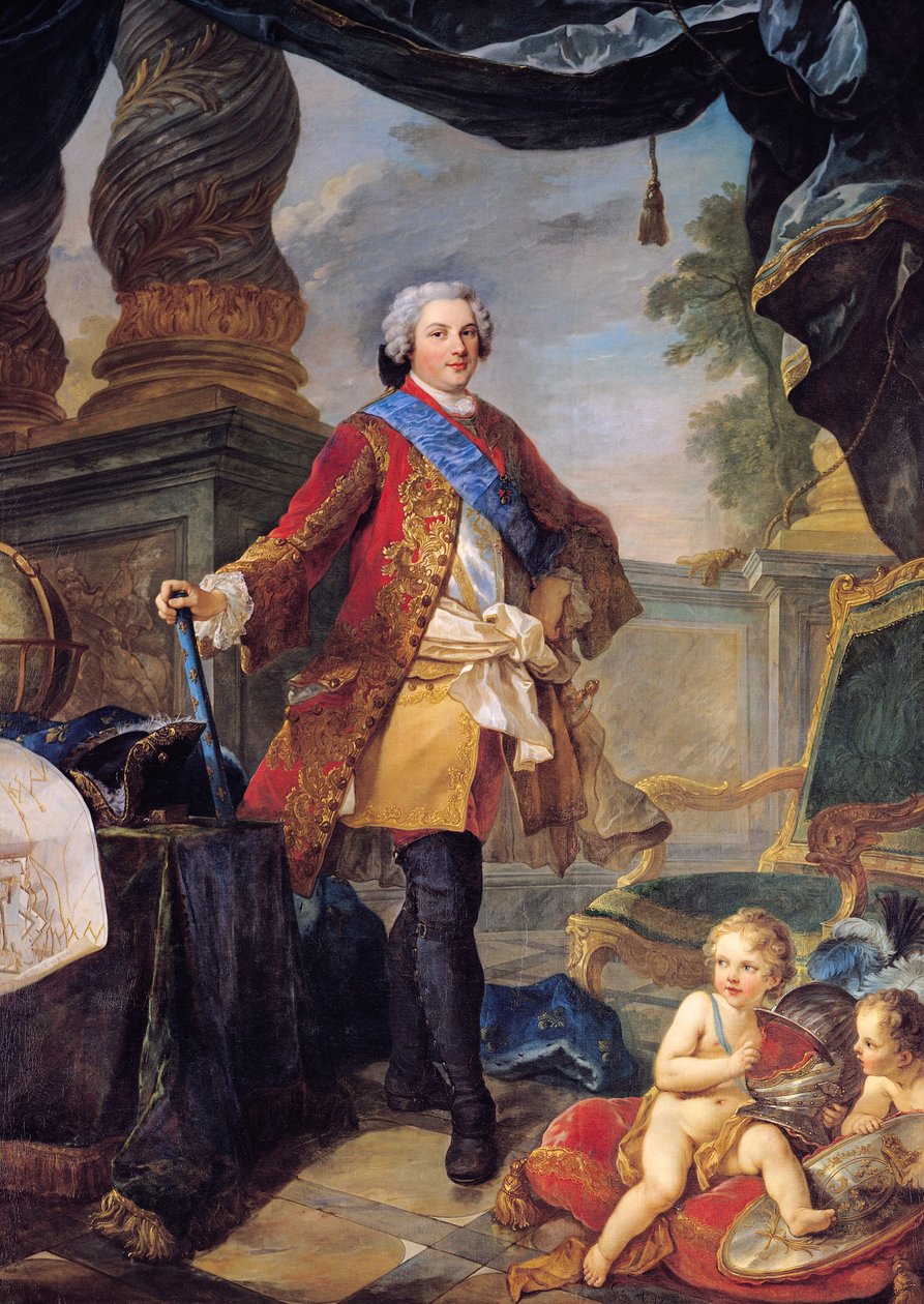 Louis (1729-65) Dauphin Ranskasta Tournain piirityssuunnitelmalla, 1747 tekijältä Charles Joseph Natoire
