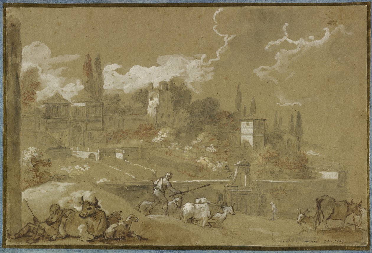 Näkymä Campo Vacinolle, Roomaan, 1767 tekijältä Charles Joseph Natoire
