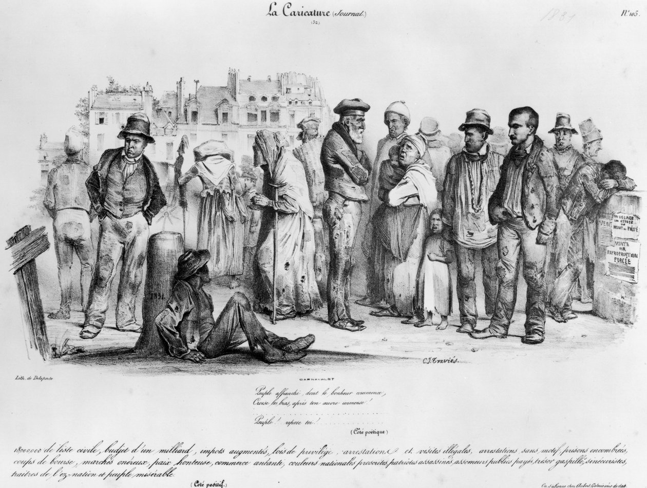 The Emancipated People, "La Caricature", kaivertanut Delaporte, 1831 tekijältä Charles Joseph Travies de Villiers