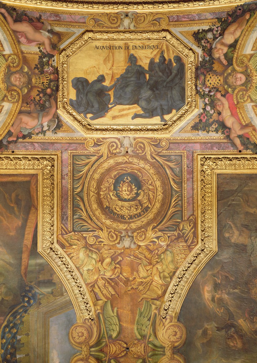 Dunkerquen hankinta vuonna 1662, kattomaalaus Galerie des Glacesista tekijältä Charles Le Brun