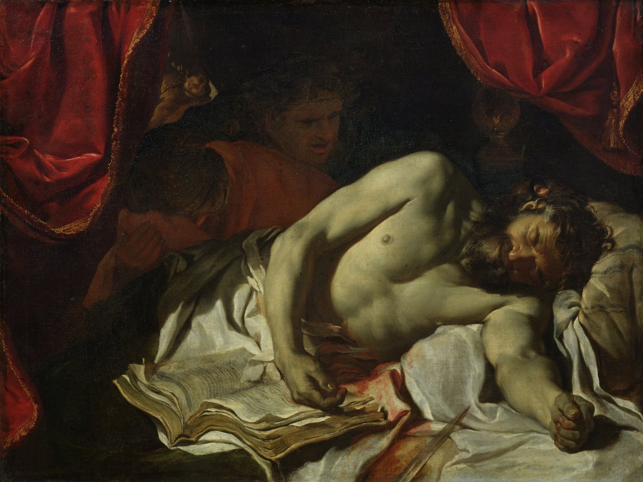 Utican Caton kuolema (95-46 eKr.) 1646 tekijältä Charles Le Brun