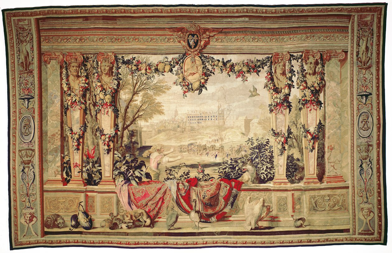 The Month of November Chateau of Blois, kuvakudossarjasta "The Months or Royal Residences", tuotettu Louis XIV:n Gobelins Workshopissa (kuvakudos) tekijältä Charles Le Brun