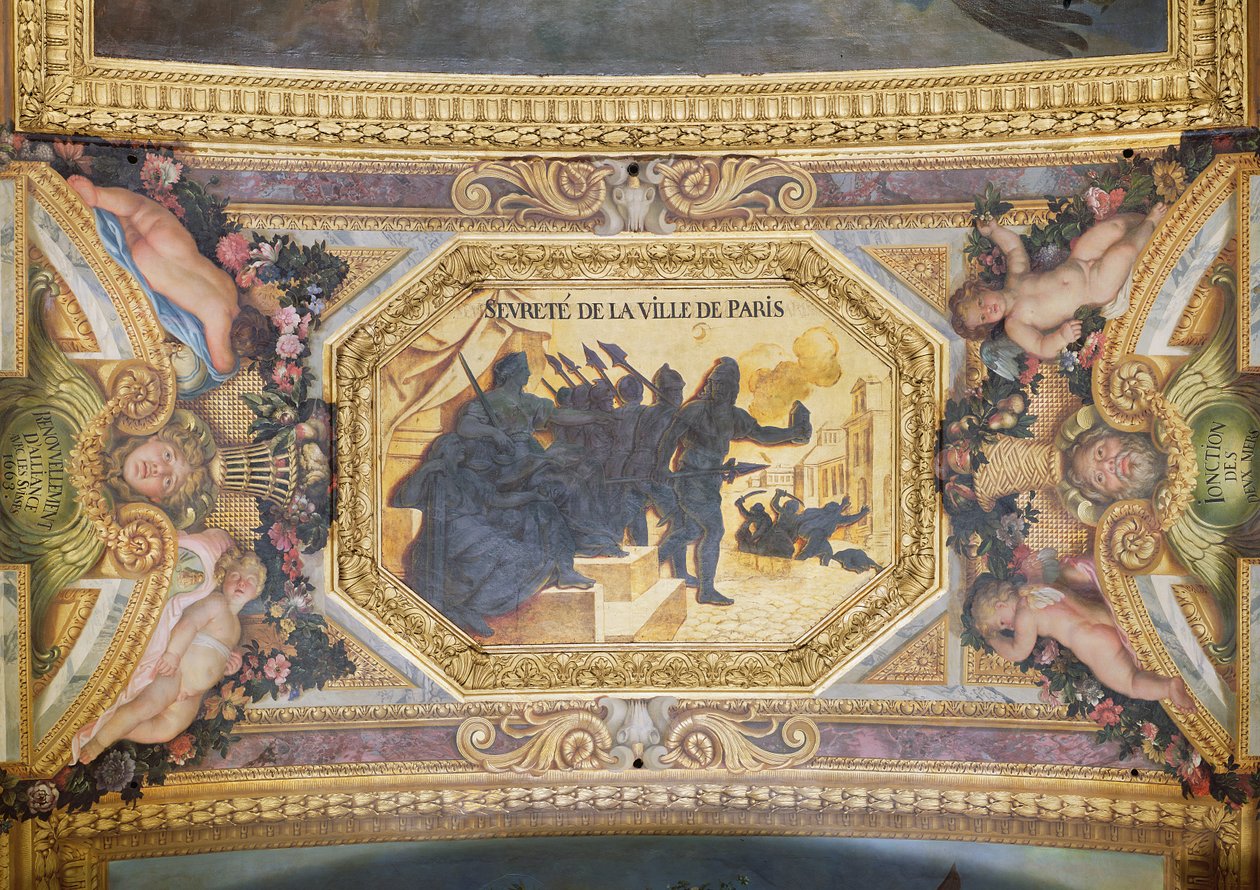Pariisin vastarinta, kattomaalaus Galerie des Glacesista tekijältä Charles Le Brun