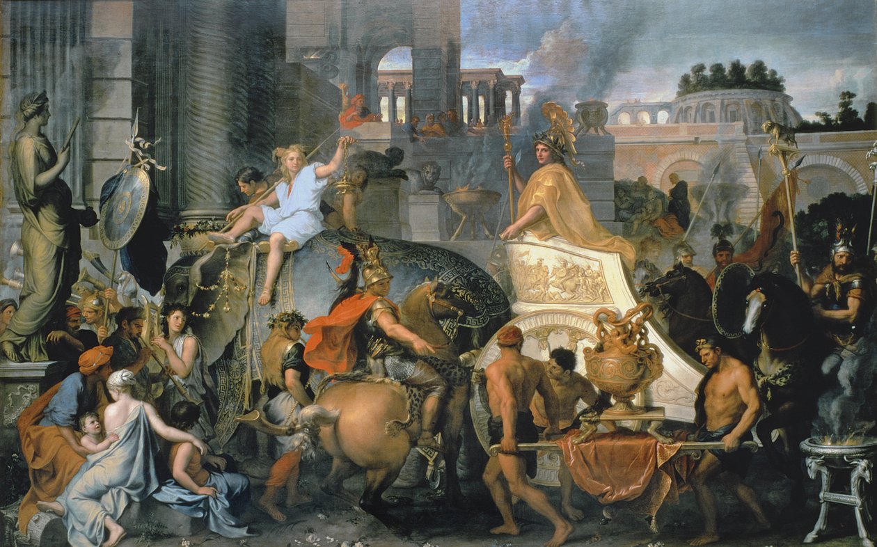 Aleksanterin riemuvoitto eli Aleksanterin saapuminen Babyloniaan, noin 1673. tekijältä Charles Le Brun