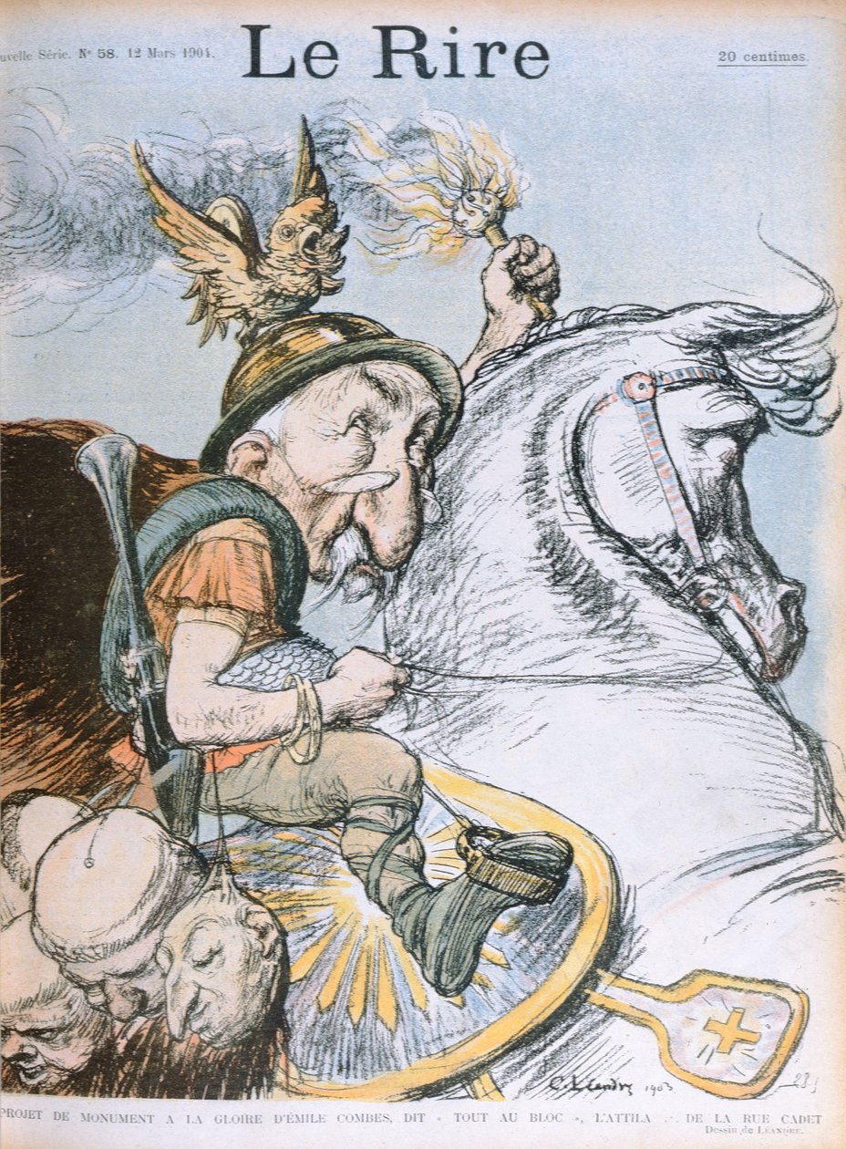 Emile Combesin karikatyyri, Le Rire -lehden kansi, 12. maaliskuuta 1903 tekijältä Charles Leandre
